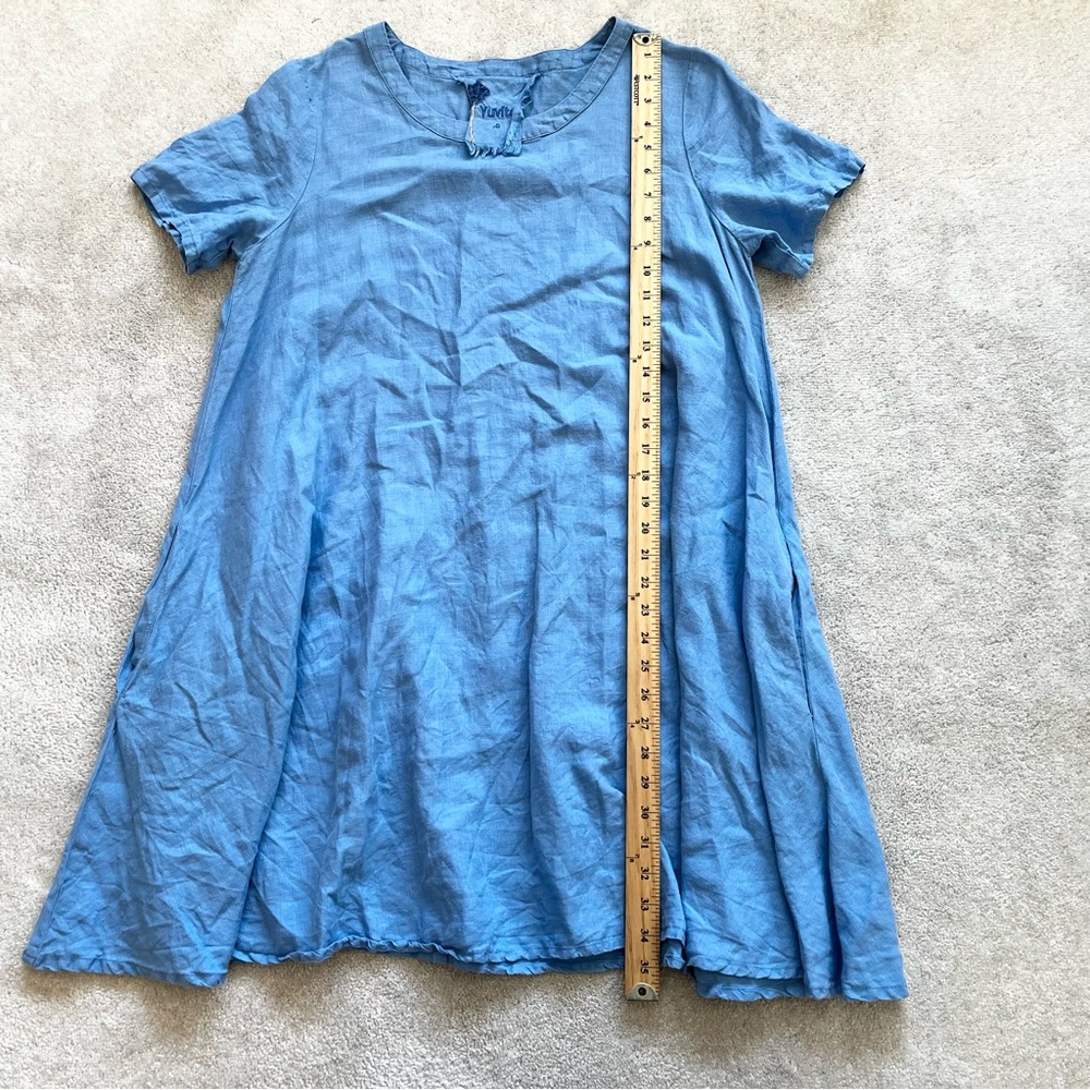 YUVITA 100% LINEN DRESS W/ POCKETS SIZE SMALL LAGENLOOK COTTAGECORE MINIMALIST - Picture 9 of 10